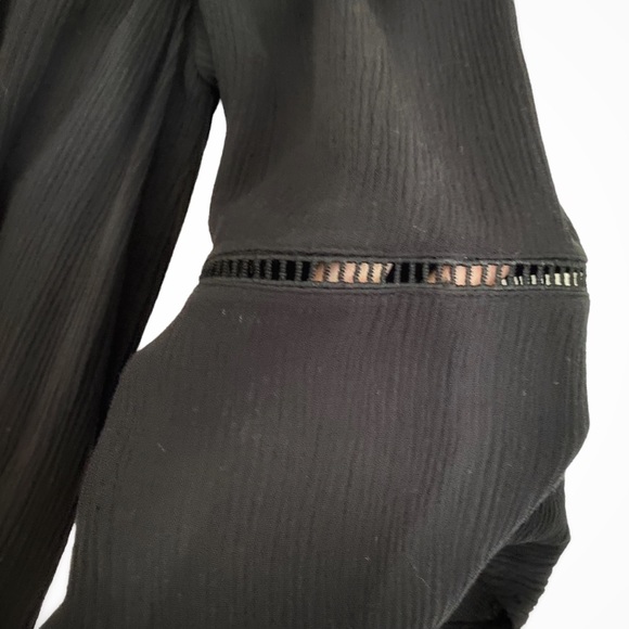 Mossimo Black Off Shoulder Open Embroidery Bell Sleeve Dress, Size Small - Picture 5 of 14